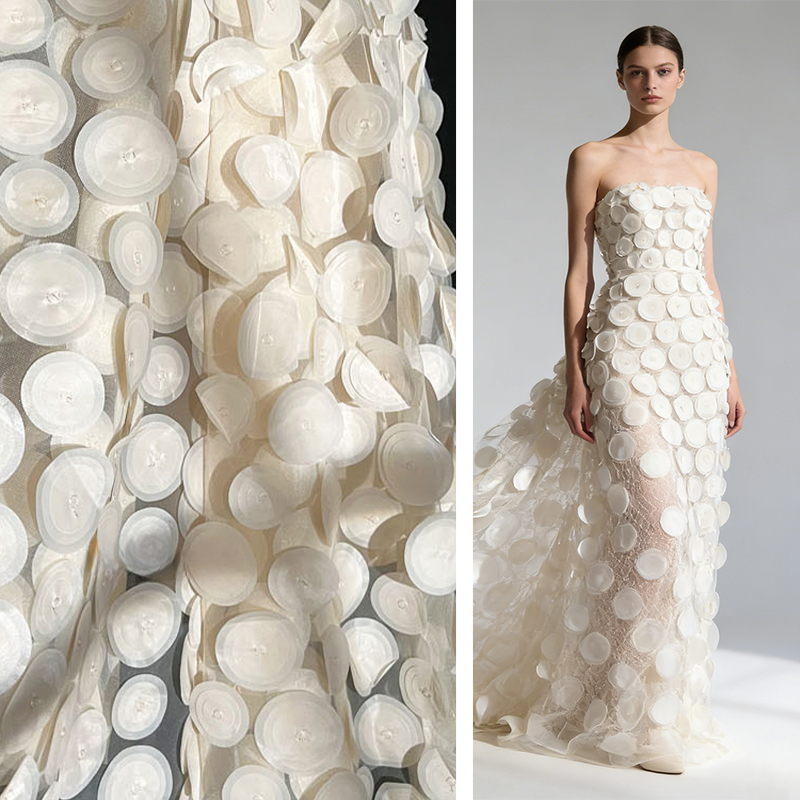 Crystal Mesh Fabric - 3D Multilayer Circular Cut Perspective Mesh