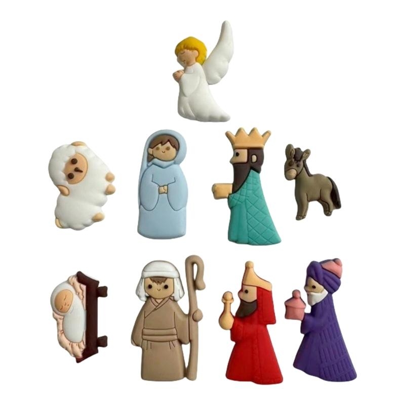 Christmas Craft Embellishment - 652F 9Pieces Nativity Scene Christmas Novelty