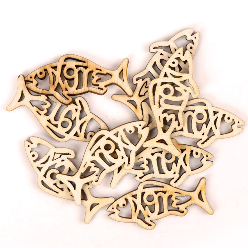 Embellishments For Scrapbooking - Wooden Cute Fish Shape Arts Painting