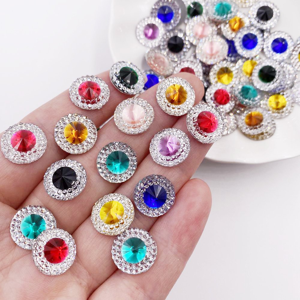 Embellishment Glue Craft - Resin 10/12/16mm Double Color Convex crystal