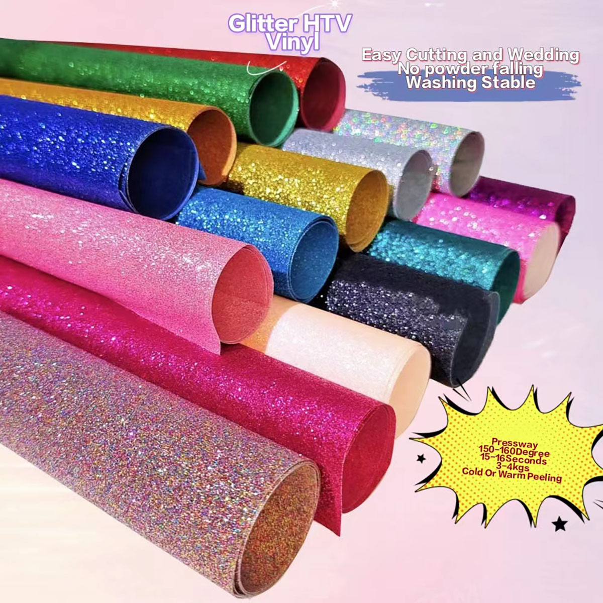 Glitter Vinyl Roll - CHEONET HTV --- Glitter Heat Transfer