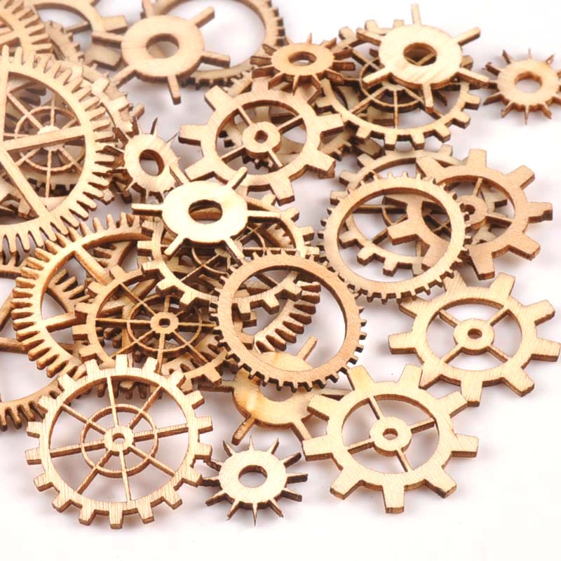 Embellish Craft - 20-40mm 36pcs Unfinished Wood Craft Gear