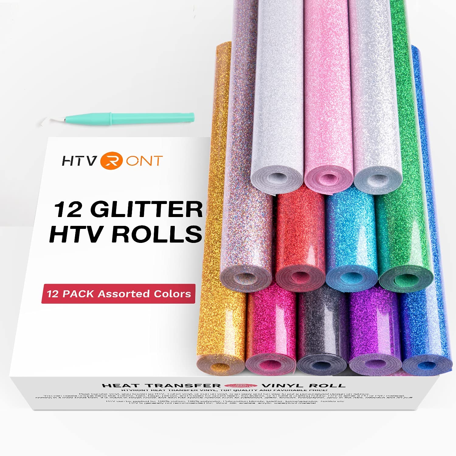 Glitter Vinyl Roll - HTVRONT 12 Pack Glitter HTV Heat