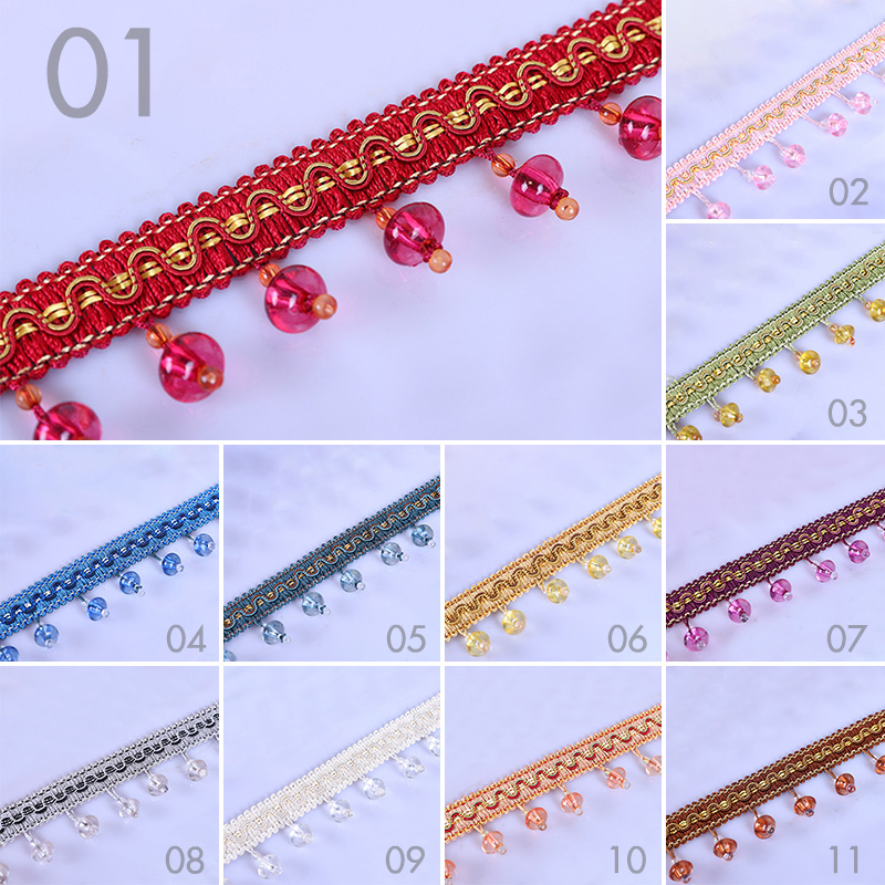 Beaded Trim Fringe - 12M European Style Crystal Pumpkin Bead