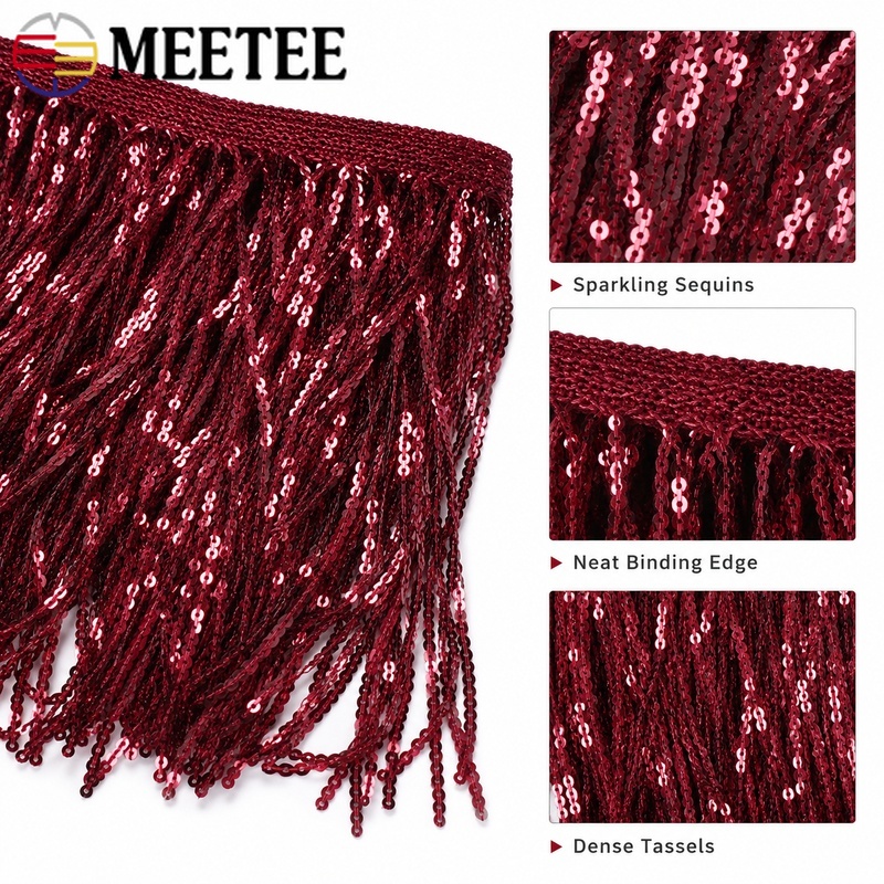 3/5Yards 20cm Sequin Tassel Fr - Fringe Ribbon Sewing 评论和价格