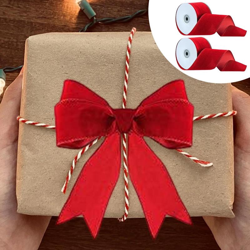 2 Rolls Packaging Wired Velvet - Velvet Ribbon Roll 评论和价格