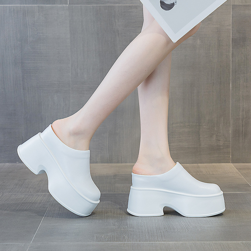 Genuine Leather Open Back Mule - Guipure Lace Panel 评论和价格