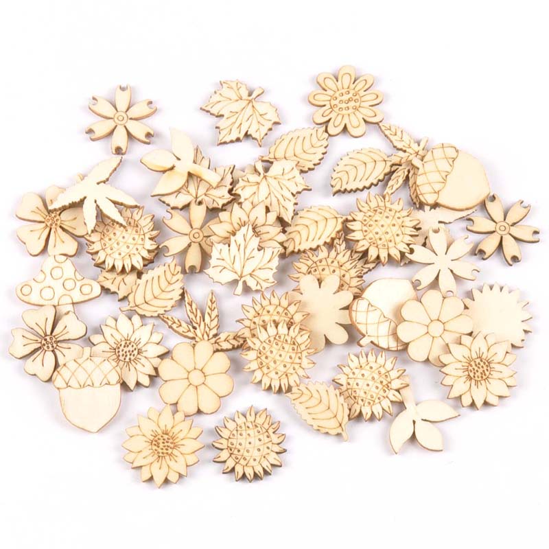 30Pcs 25-30mm Wood DIY Accesso - Embellishments For Scrapbooking 评论和价格