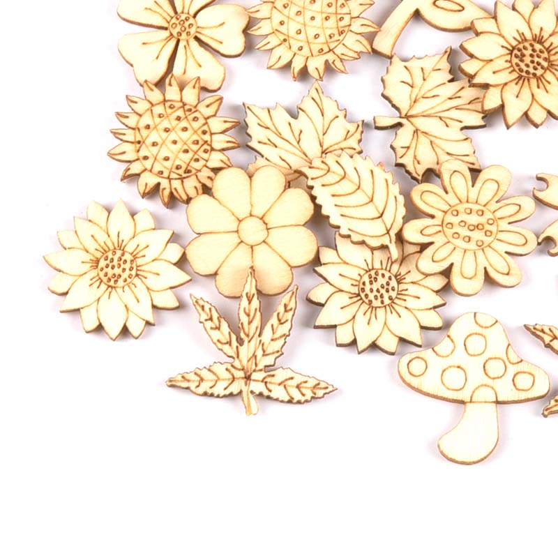 30Pcs 25-30mm Wood DIY Accesso - Embellishments For Scrapbooking 评论和价格