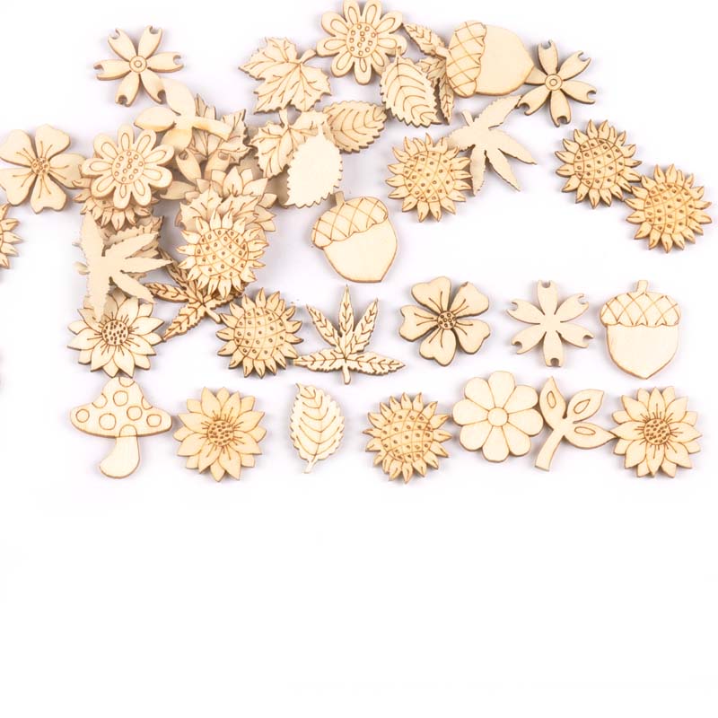 30Pcs 25-30mm Wood DIY Accesso - Embellishments For Scrapbooking 评论和价格