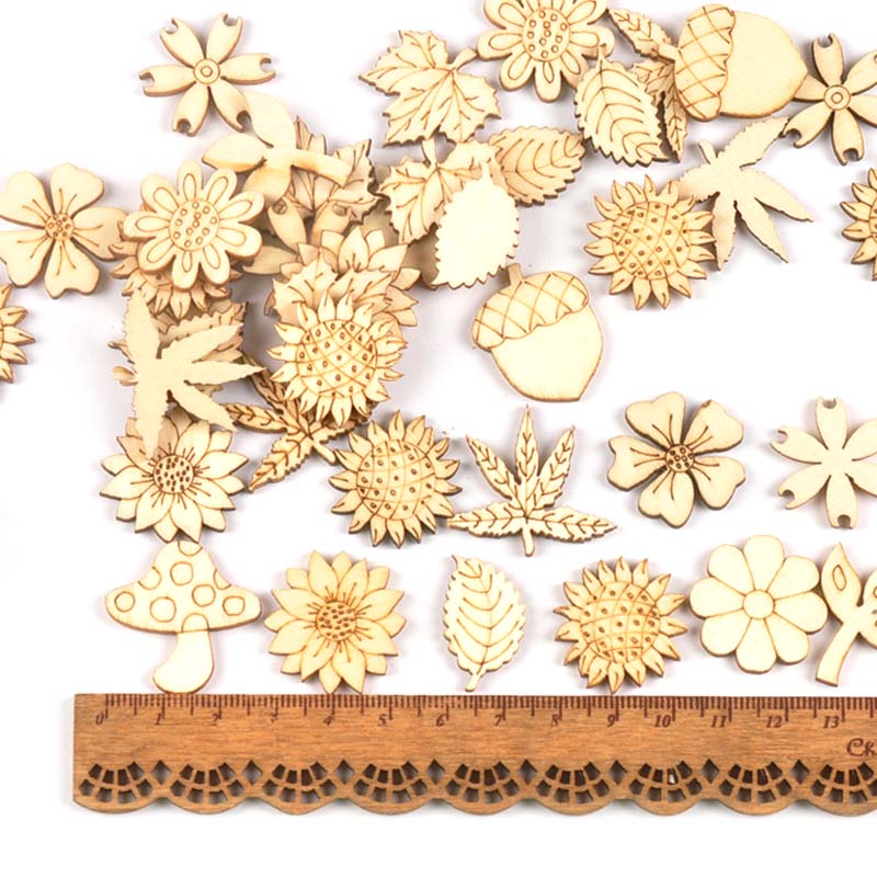 30Pcs 25-30mm Wood DIY Accesso - Embellishments For Scrapbooking 评论和价格