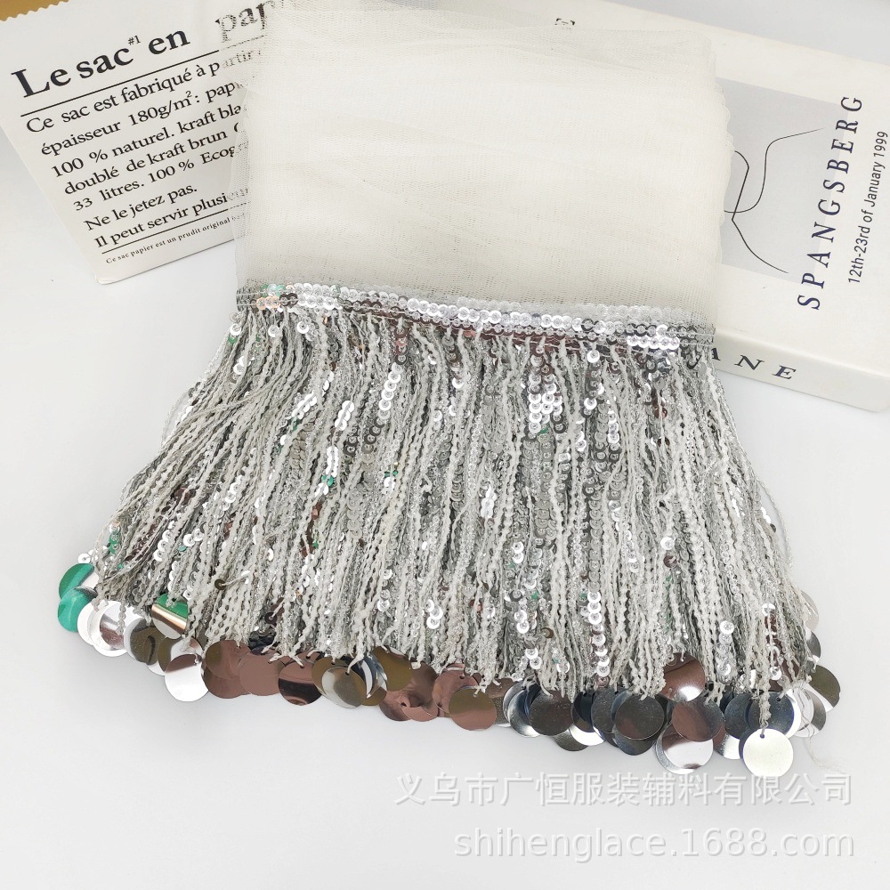 10Yards Sequins Tassel Lace Tr - Fringe Ribbon Sewing 评论和价格