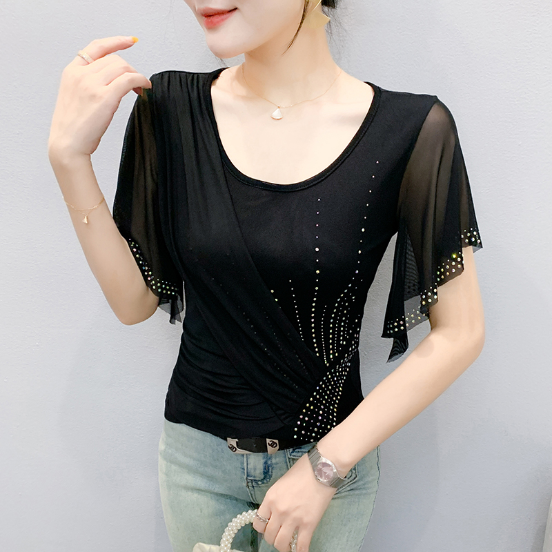 2025 Summer Women's Mesh Top:  - Beaded Trim Fringe 评论和价格