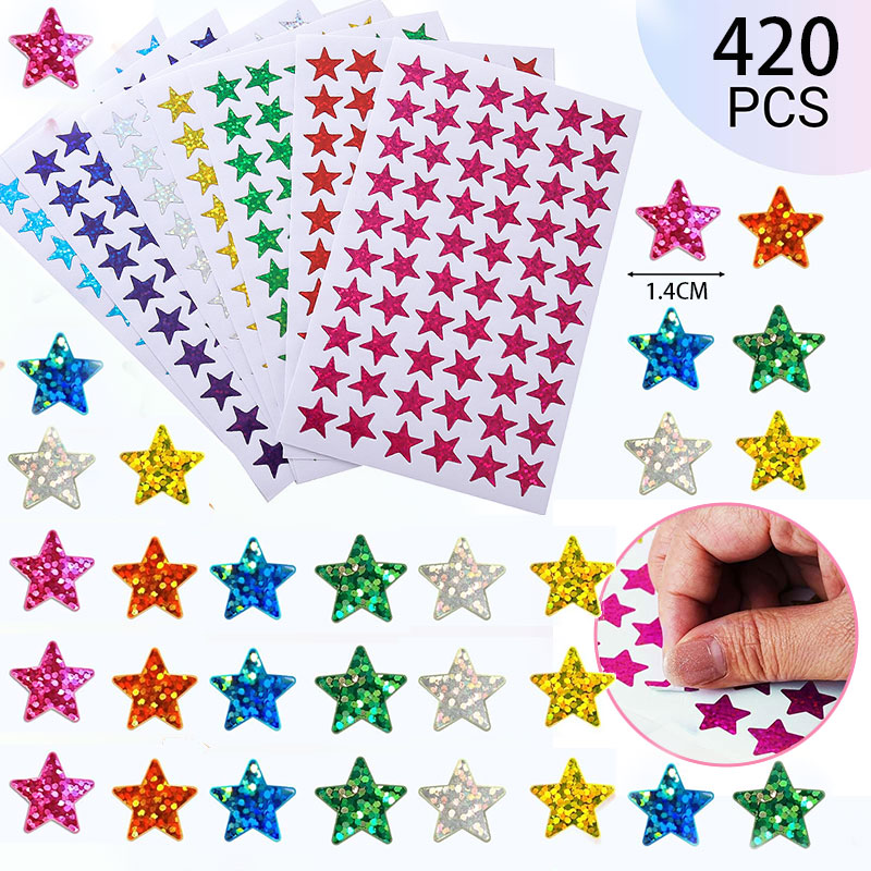 420Pcs Star Stickers Sparkly H - Glitter Vinyl Roll 评论和价格