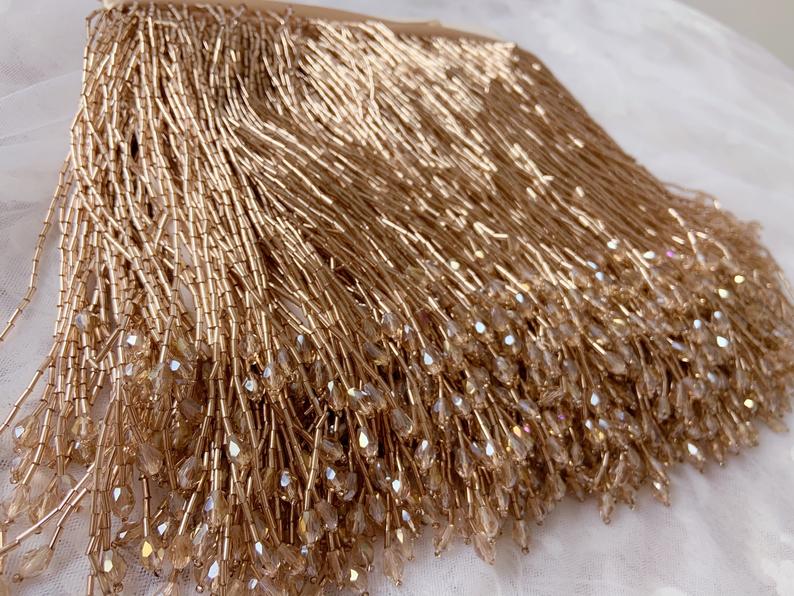 1 Yard Green Bead Fringe Tasse - Beaded Trim Fringe 评论和价格