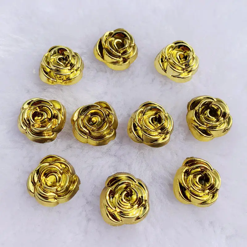 40pcs 14mm Gold Rose Flowers R - Embellishment Glue Craft 评论和价格