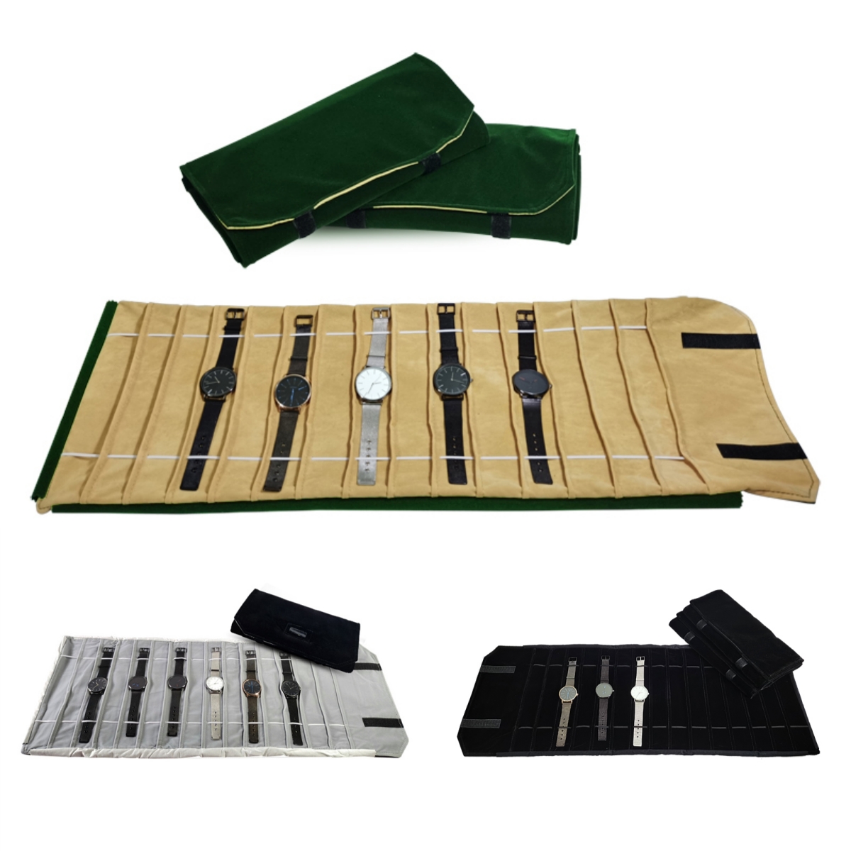 Velvet Watch Roll Bag Jewelry  - Velvet Ribbon Roll 评论和价格