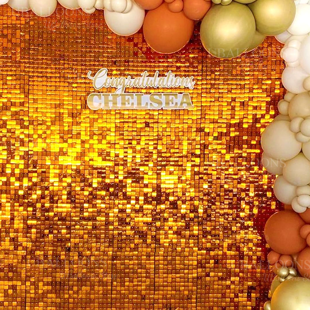 Bright Orange Shimmer Wall Bac - Sequin Fabric Panel 评论和价格