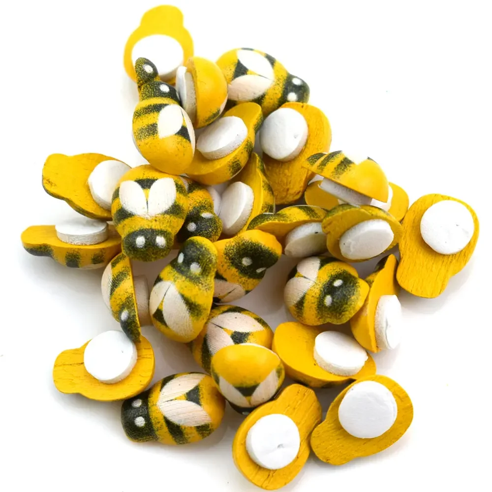 50pcs Yellow Wood Glue Buttons - Embellishment Glue Craft 评论和价格