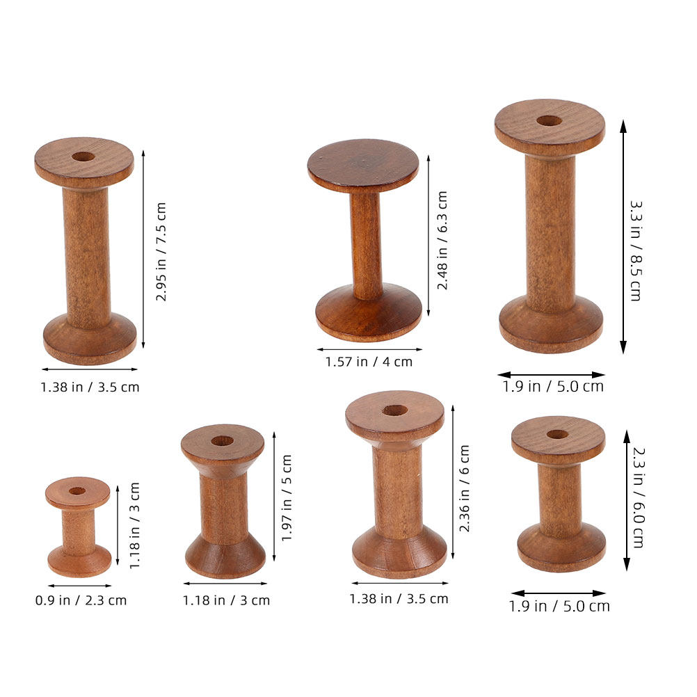 7Pcs Wooden Bobbins Set Space  - Embroidery Craft 评论和价格