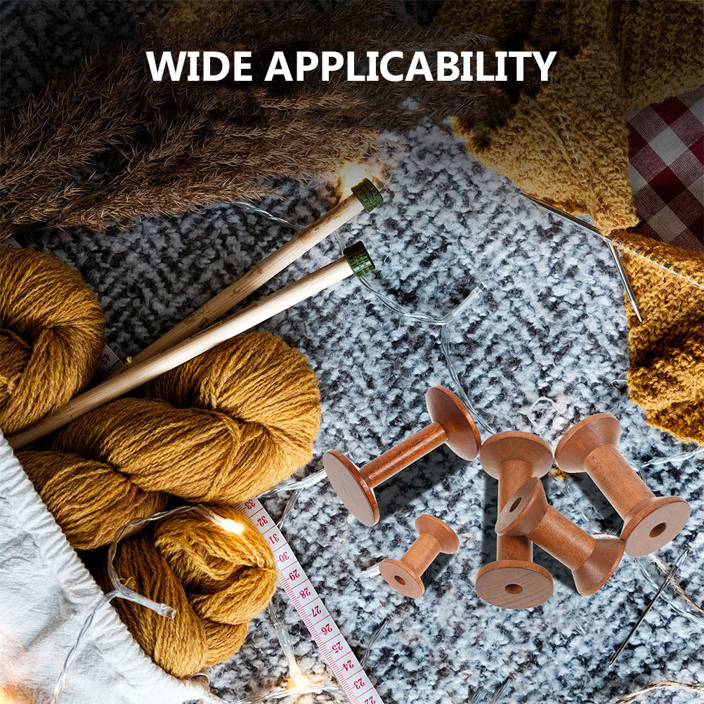 7Pcs Wooden Bobbins Set Space  - Embroidery Craft 评论和价格