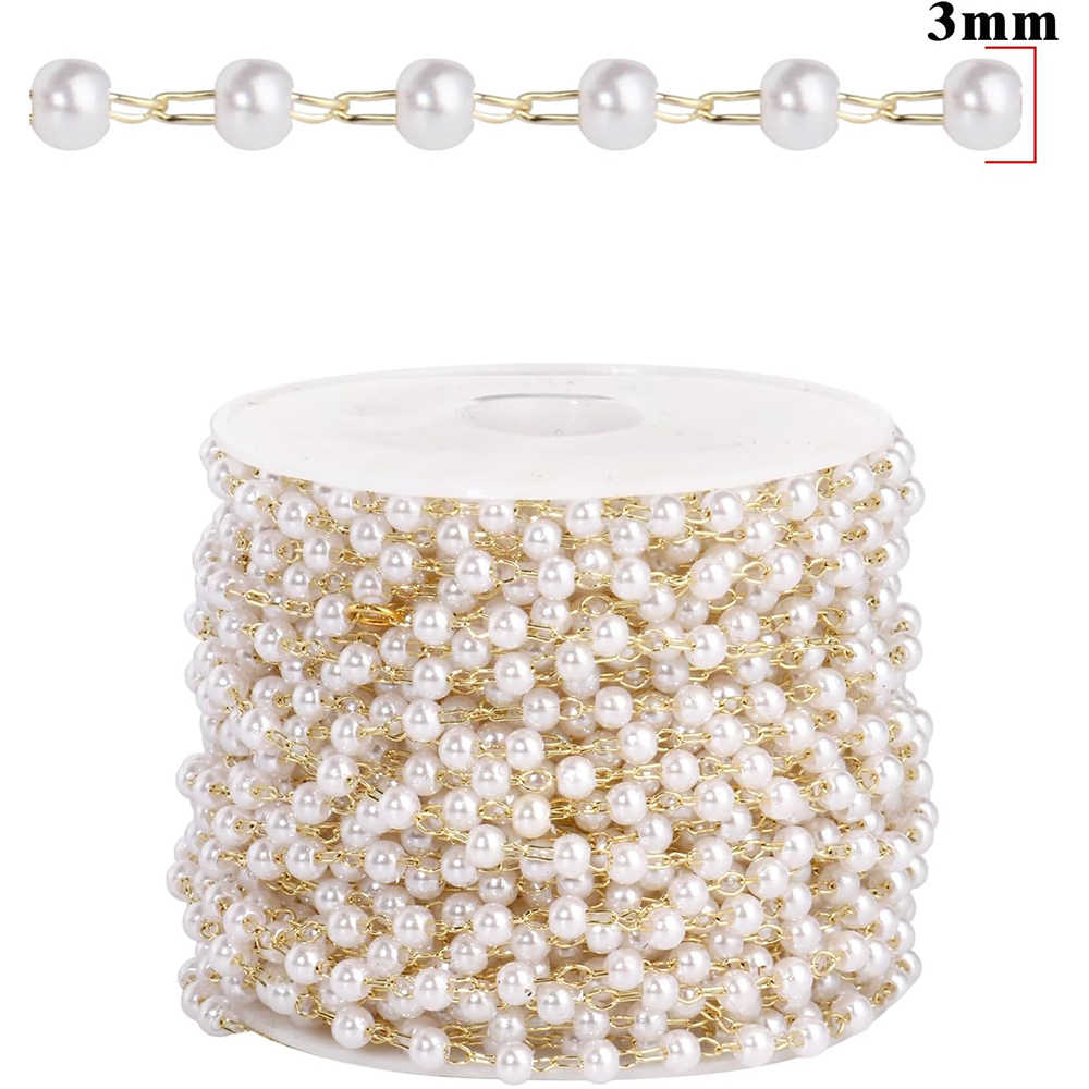 20 Meter 3/4/5/6mm Faux Pearls - Pearl Trim Chain 评论和价格