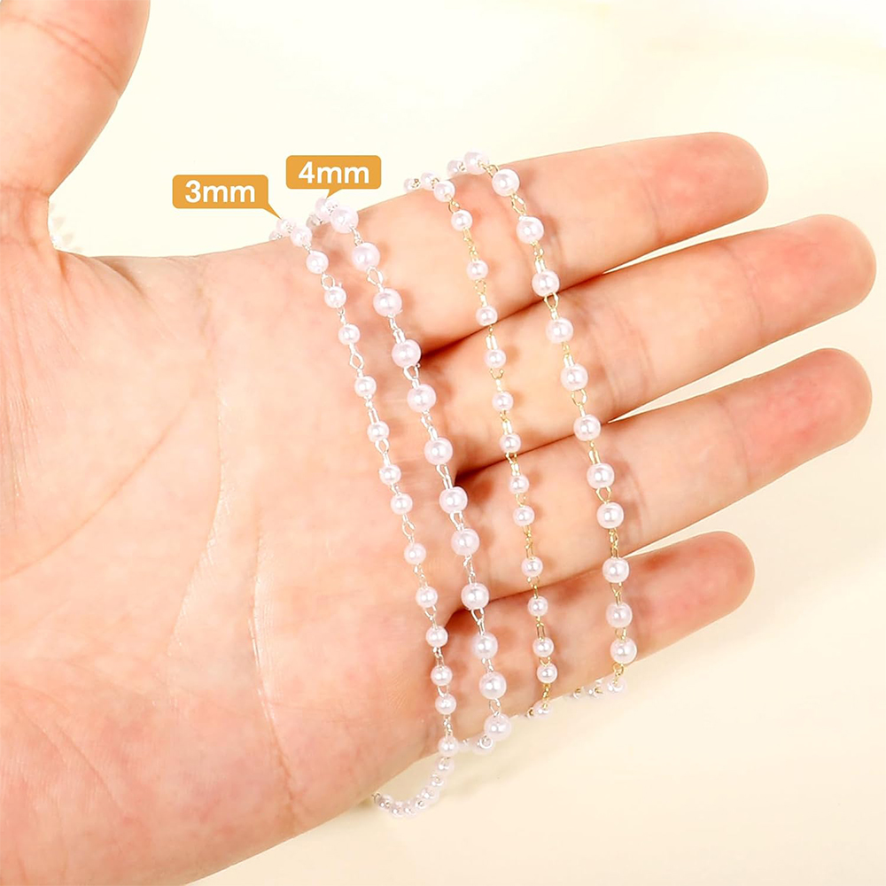 20 Meter 3/4/5/6mm Faux Pearls - Pearl Trim Chain 评论和价格