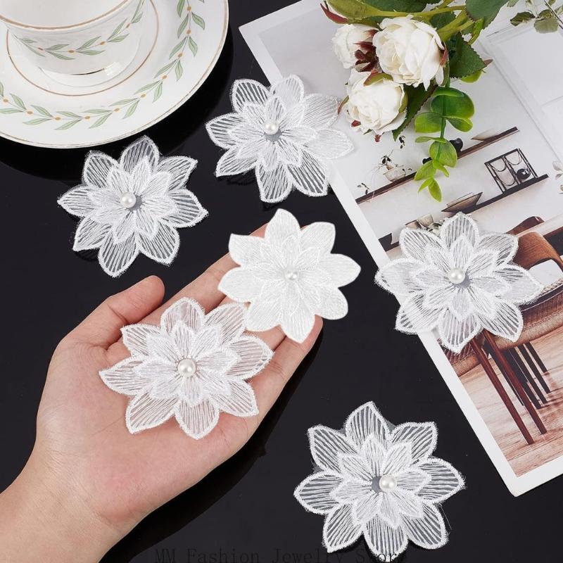 20Pack Decorative White Flower - Applique Patch Flower 评论和价格