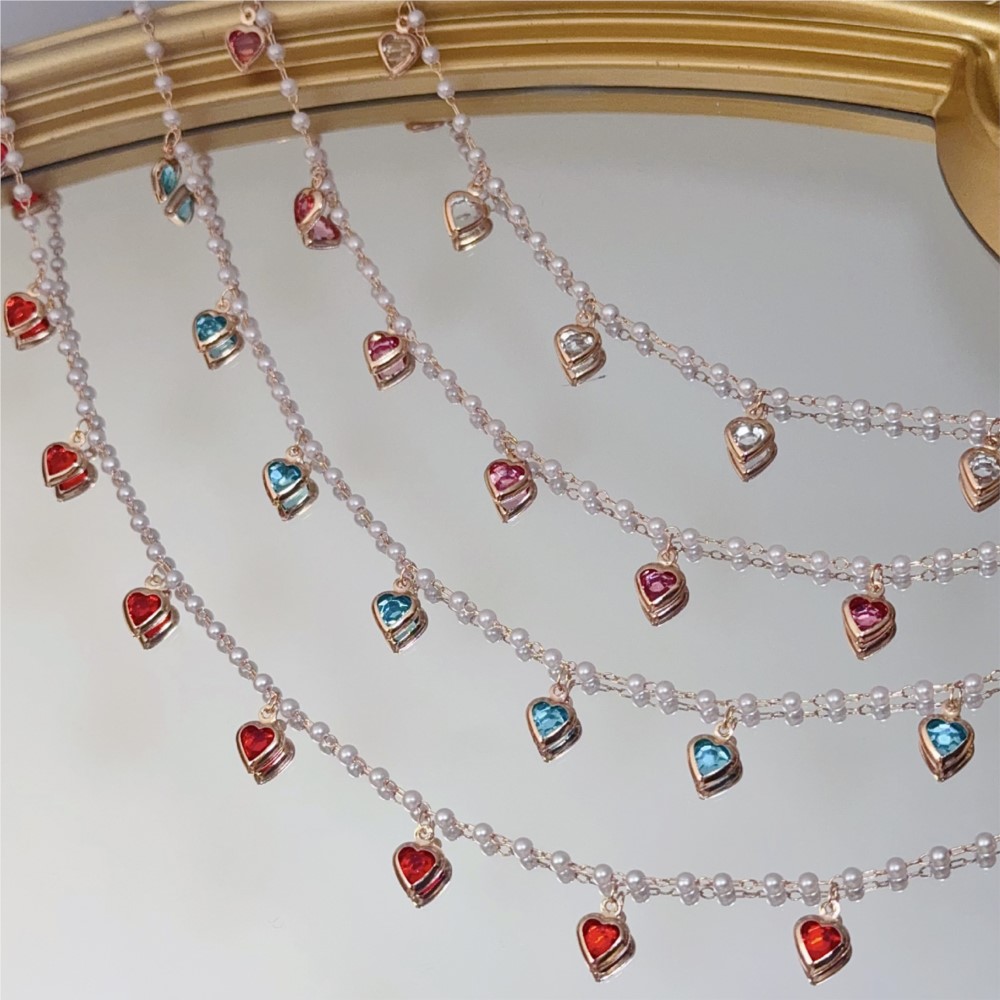 0.5Meter/1Meter Pink Crystal H - Pearl Trim Chain 评论和价格