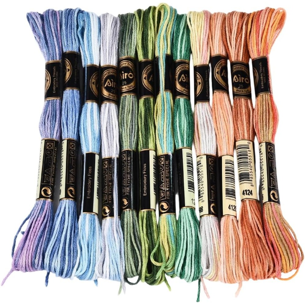 12 Skeins 105 Yards Cross Stit - Embroidery Embellishments 评论和价格