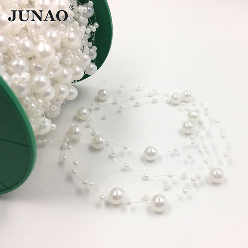JUNAO 20 Meter 3+8mm White Rou - Pearl Trim Chain 评论和价格