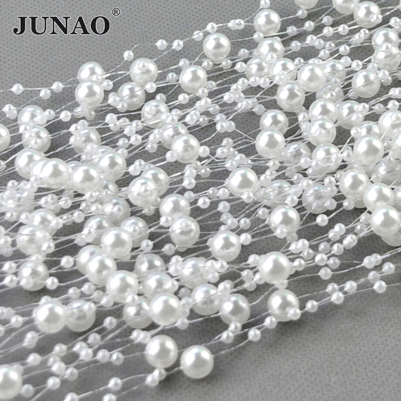 JUNAO 20 Meter 3+8mm White Rou - Pearl Trim Chain 评论和价格