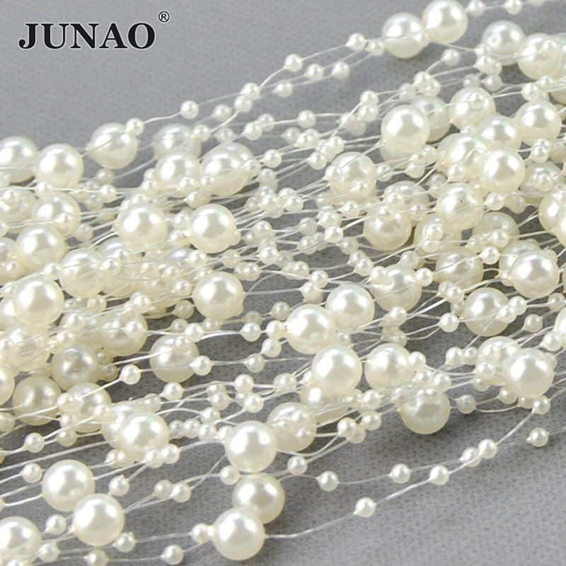 JUNAO 20 Meter 3+8mm White Rou - Pearl Trim Chain 评论和价格