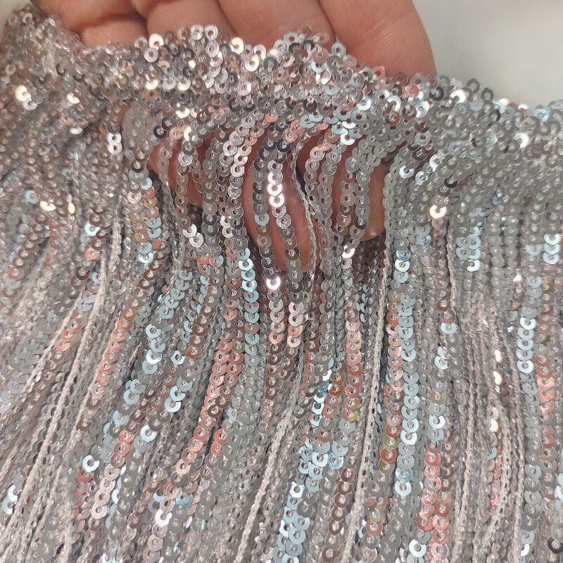 1Yard 17cm Glitter Laser Sequi - Beaded Trim Fringe 评论和价格