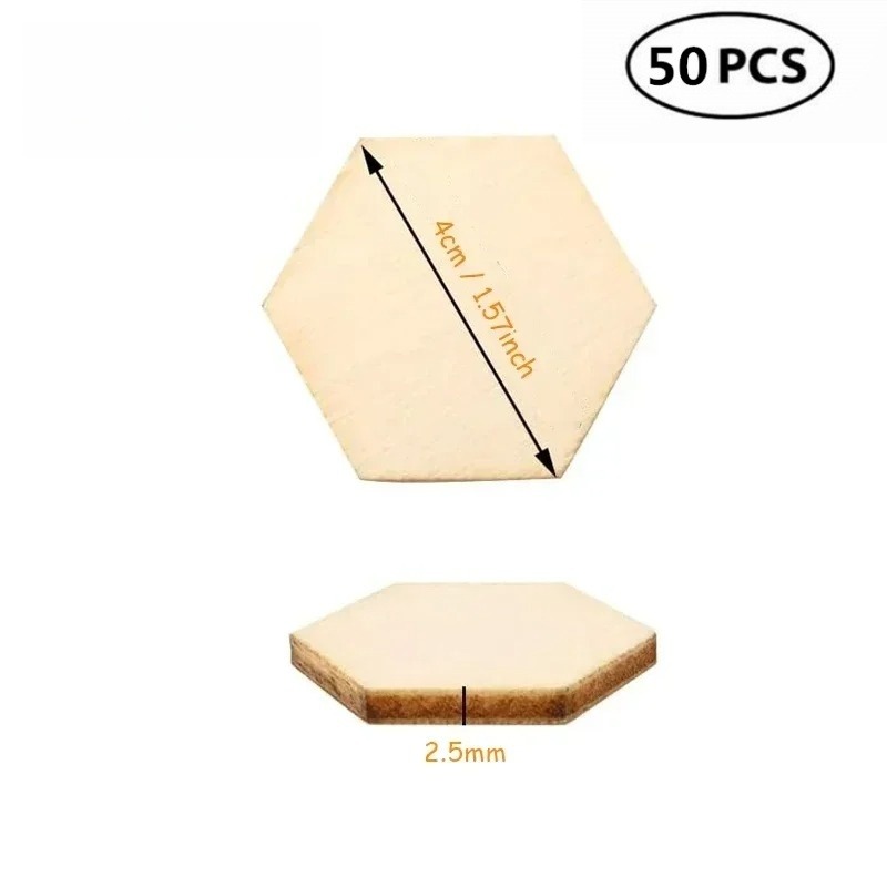 50PCS 4CM Unfinished Wood Hexa - Embellish Craft 评论和价格
