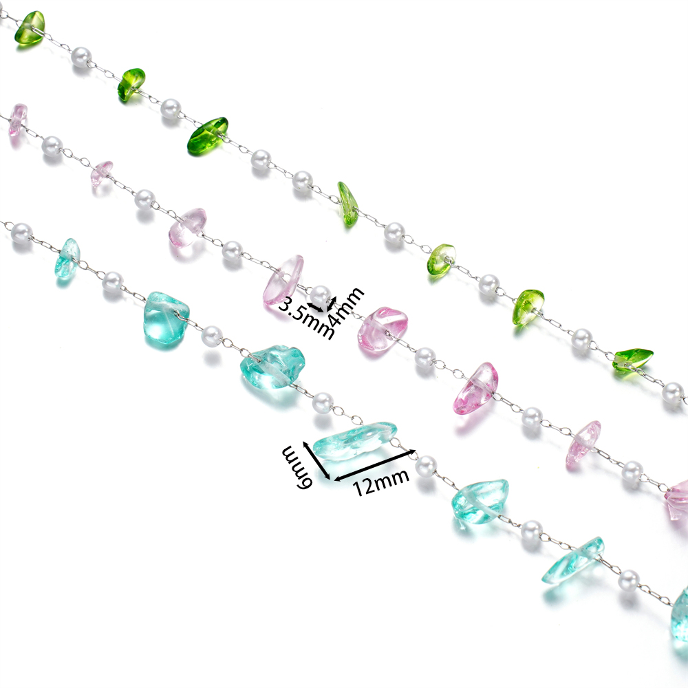 1Meter Crystal Glass Stone And - Pearl Trim Chain 评论和价格