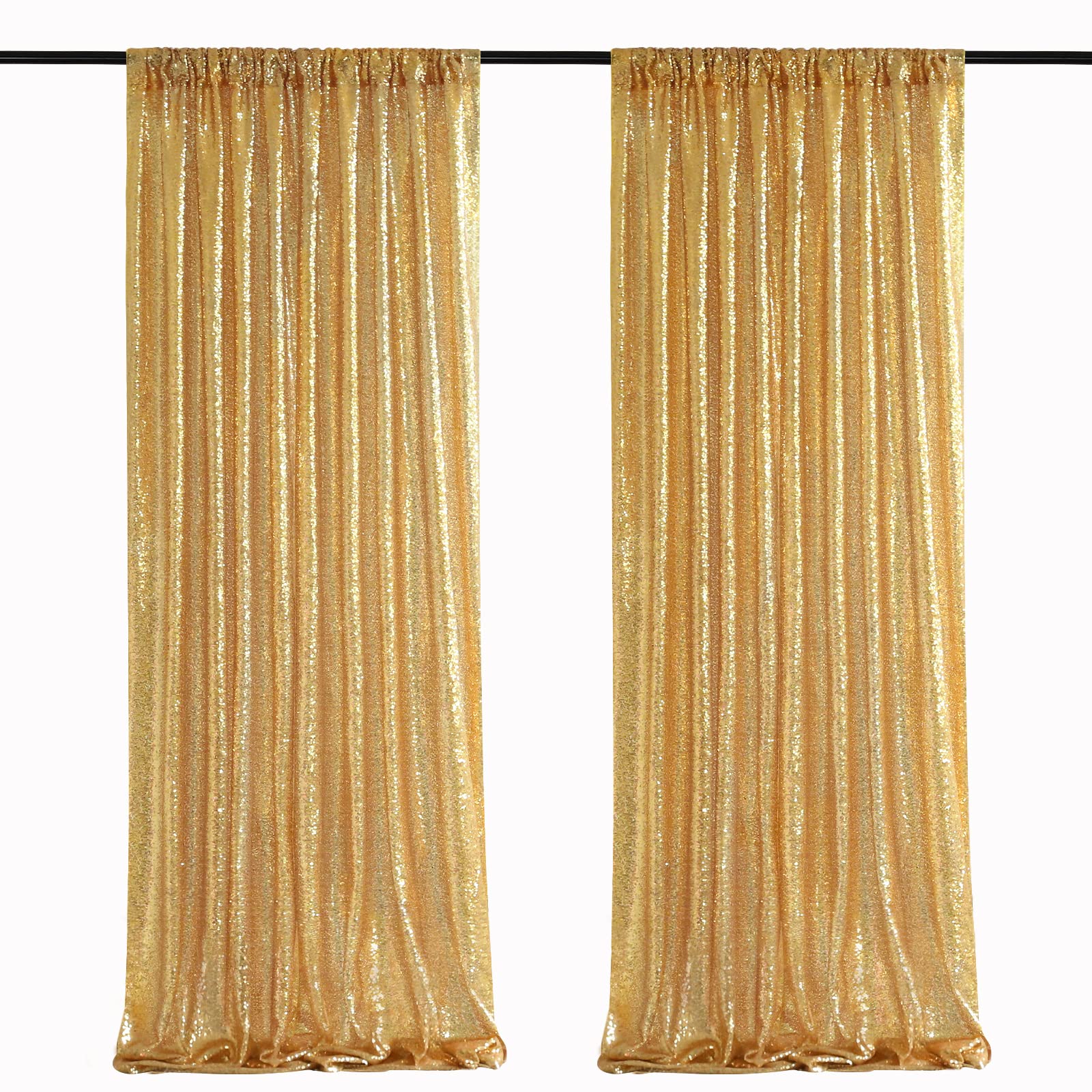 2PCS Gold Sequin Party Backdro - Sequin Fabric Panel 评论和价格