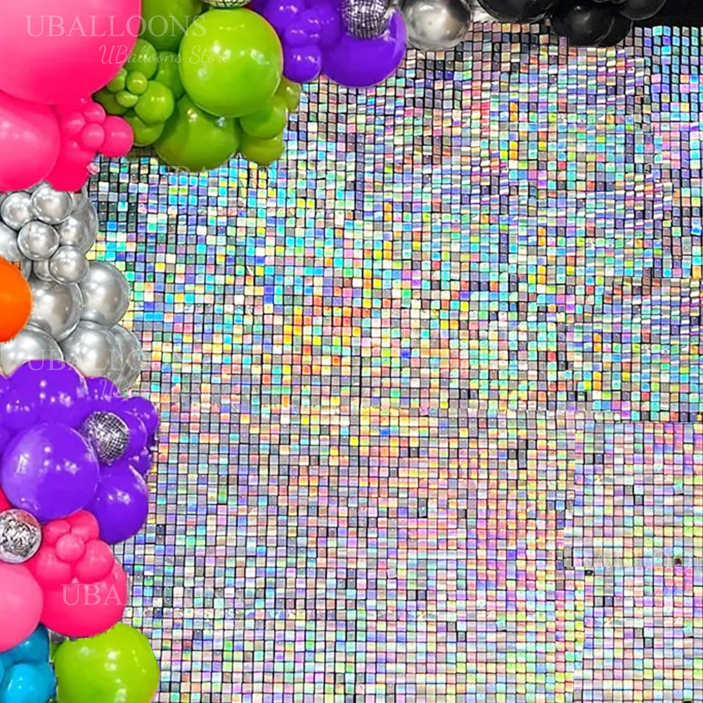 Iridescent Silver Shimmer Wall - Sequin Fabric Panel 评论和价格