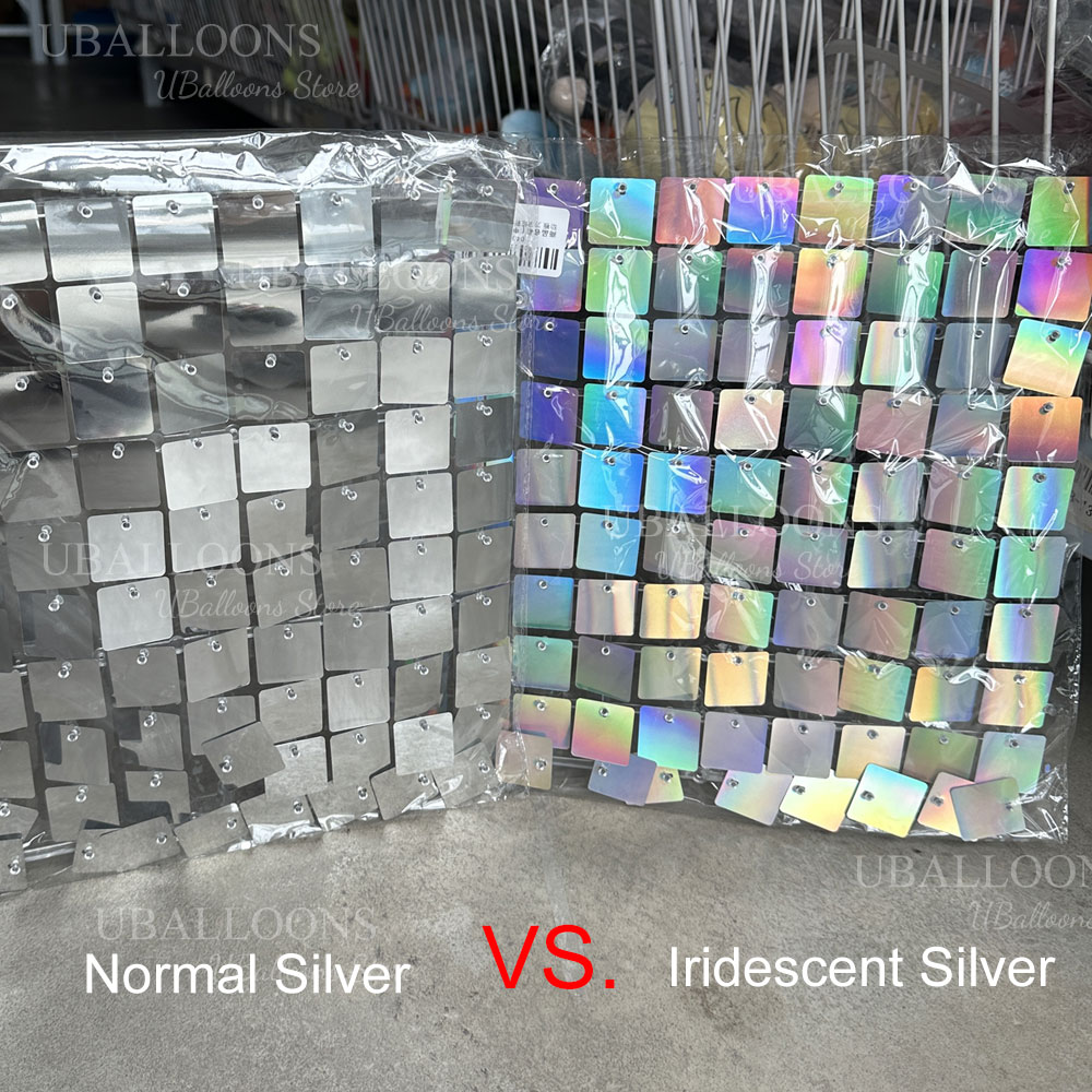 Iridescent Silver Shimmer Wall - Sequin Fabric Panel 评论和价格