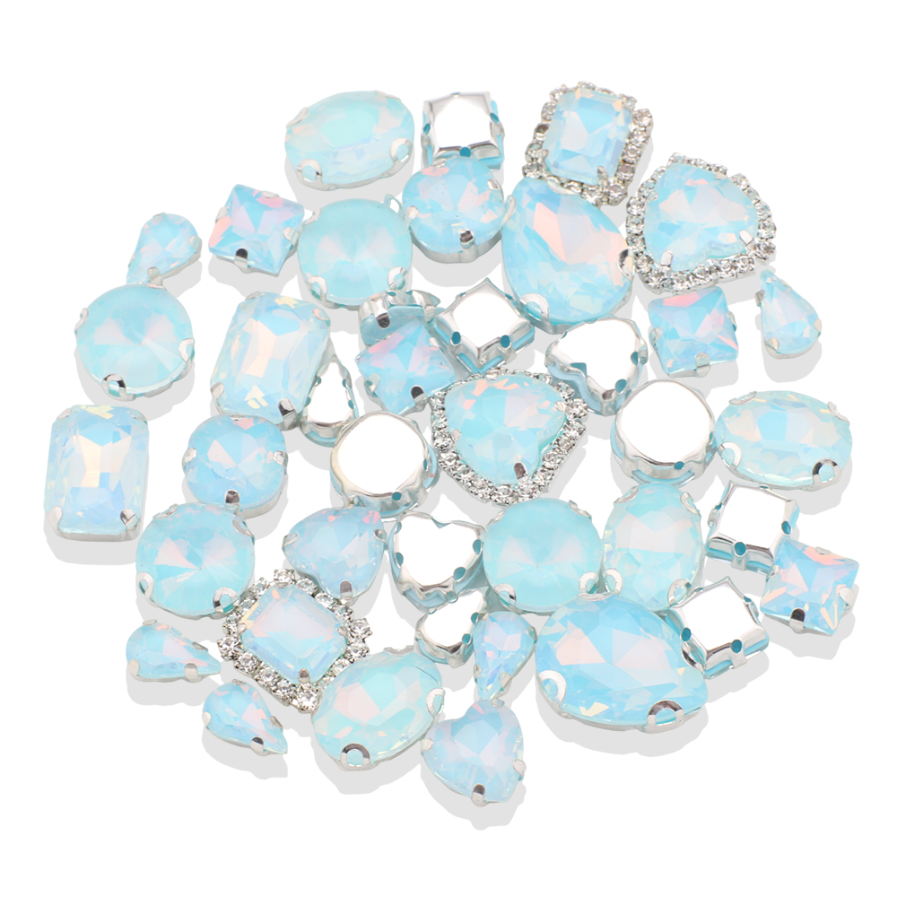40pcs/bag Mix Shape Opal Glass - Sew On Rhinestone 评论和价格