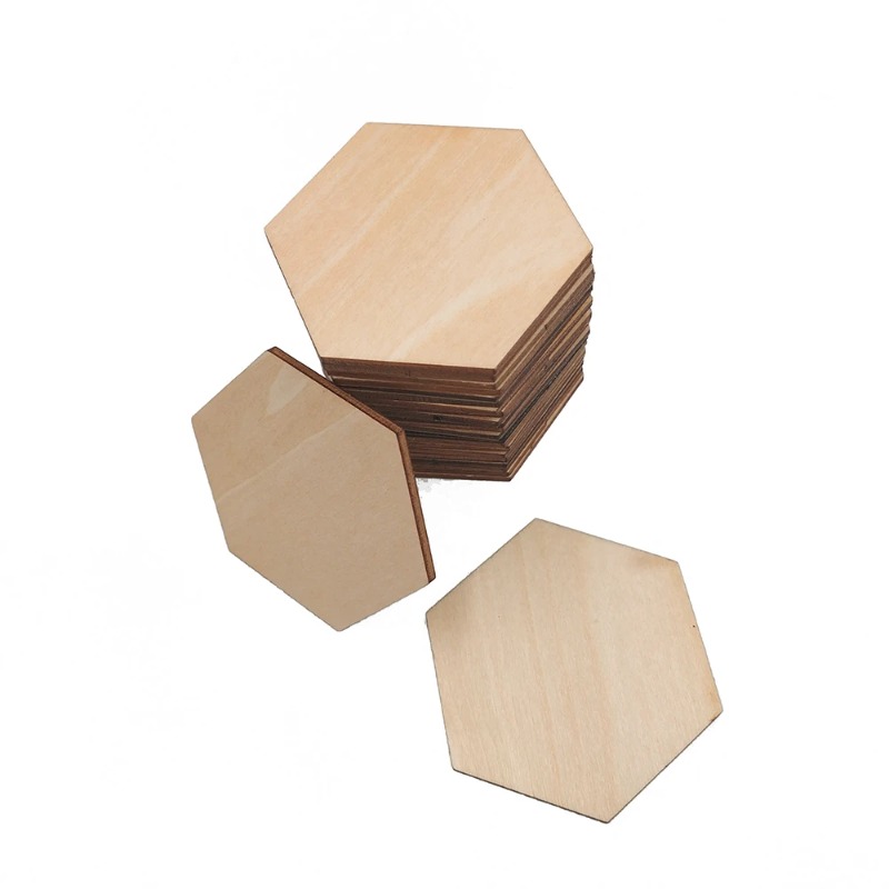 10-120mm Wooden Hexagon Blank  - Christmas Craft Embellishment 评论和价格