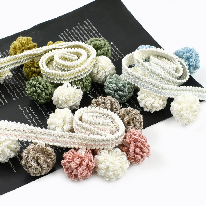 1-4Meters Color Ball Tassel Tr - Beaded Trim Fringe 评论和价格