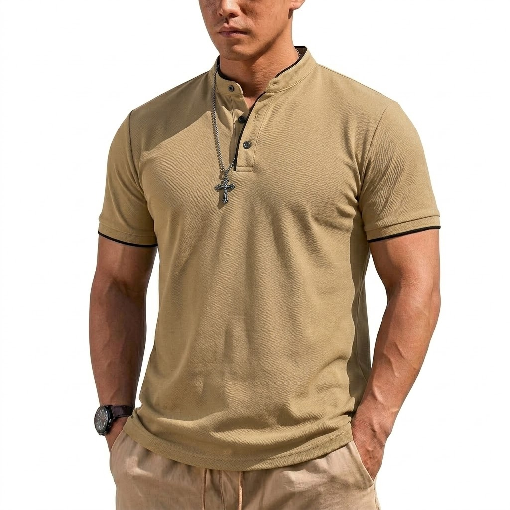 Summer Short Sleeve Henley Shi - Embellish Knit 评论和价格
