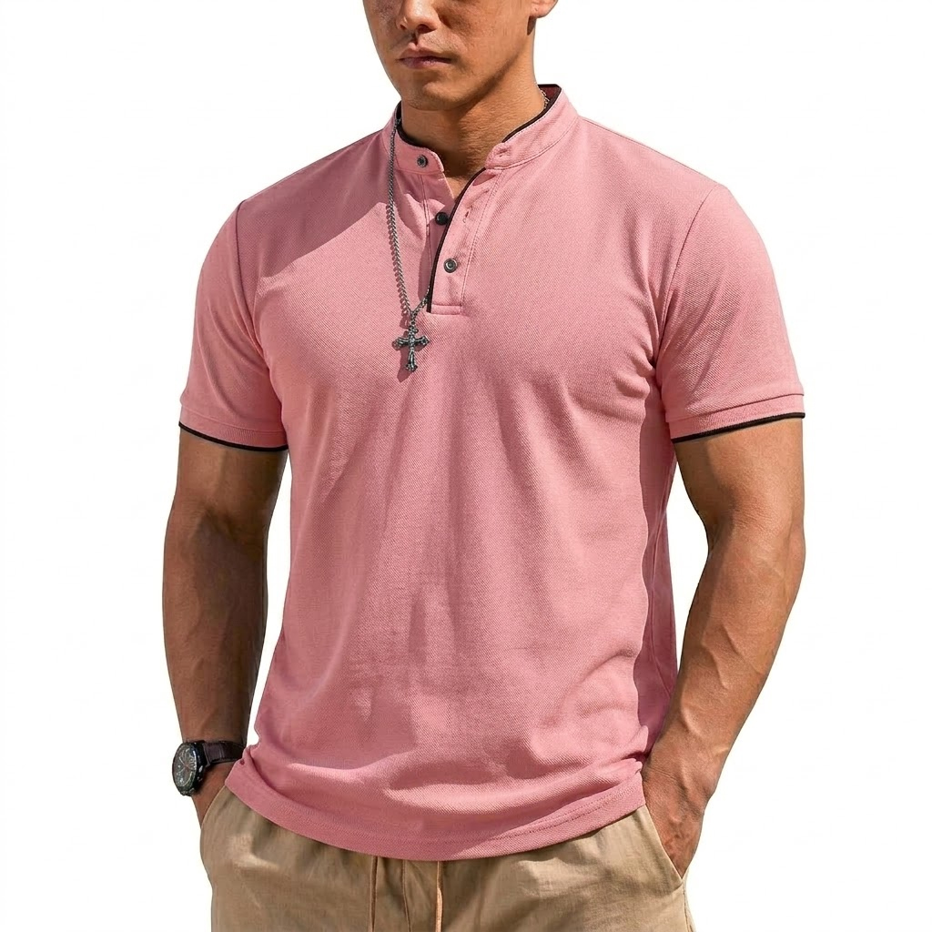 Summer Short Sleeve Henley Shi - Embellish Knit 评论和价格