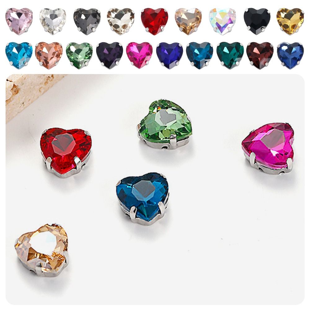 50Pcs/Pack Heart Shape Glitter - Sew On Rhinestone 评论和价格