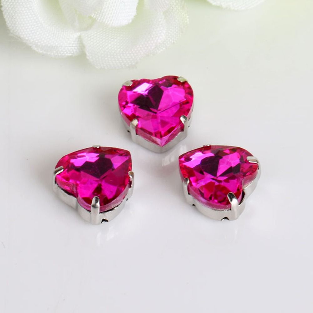 50Pcs/Pack Heart Shape Glitter - Sew On Rhinestone 评论和价格
