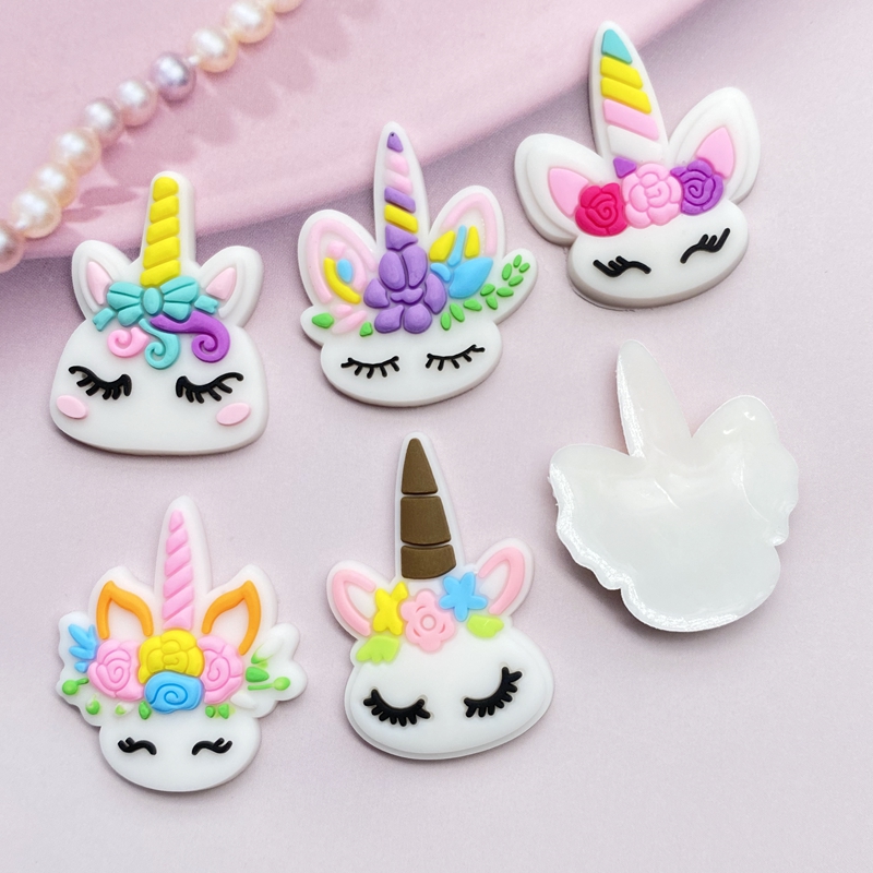 12pcs Cute Mini Unicorn head P - Embellishment Glue Craft 评论和价格