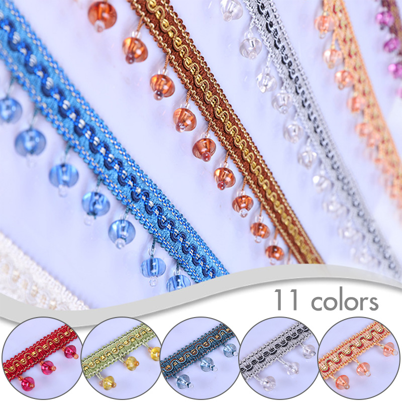 12M European Style Crystal Pum - Beaded Trim Fringe 评论和价格