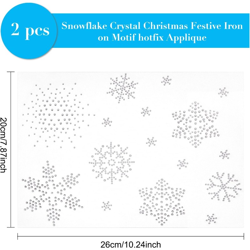 2 Sheet Snowflake Iron on Rhin - Hotfix Rhinestone Sheet 评论和价格